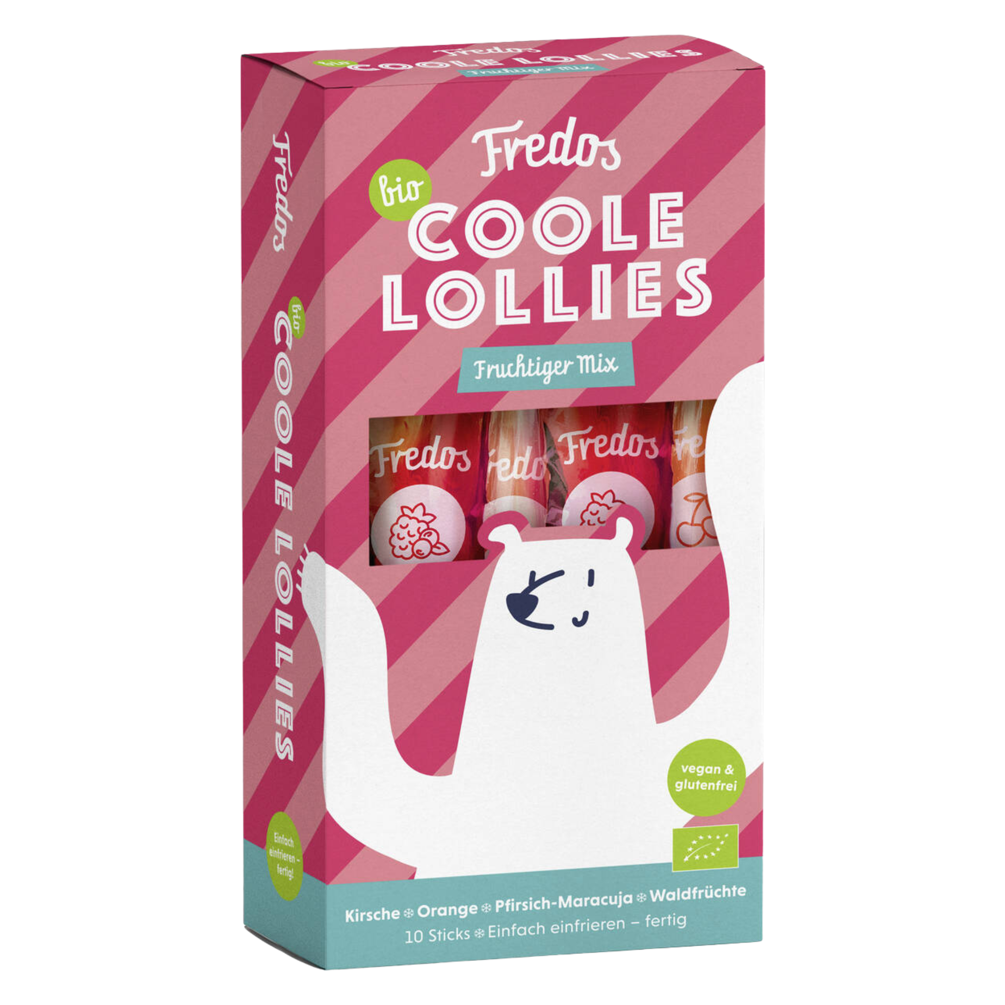 Sucettes glacées à l'eau Fredo's Fruity Mix, paquet de 14