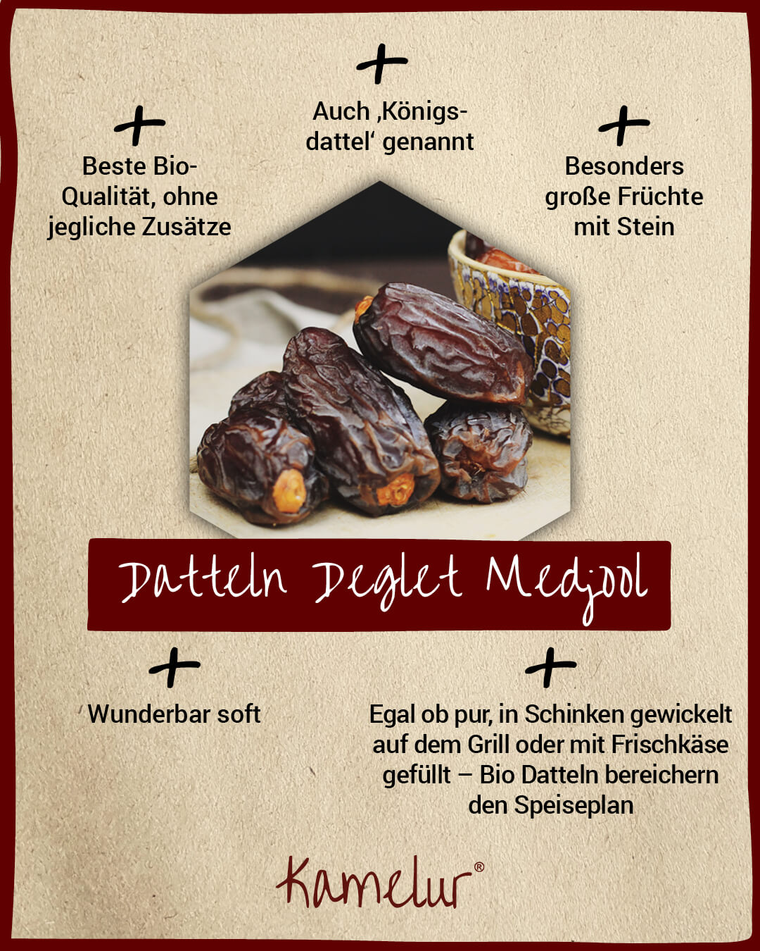 Dattes Medjool bio avec noyau 5 kg