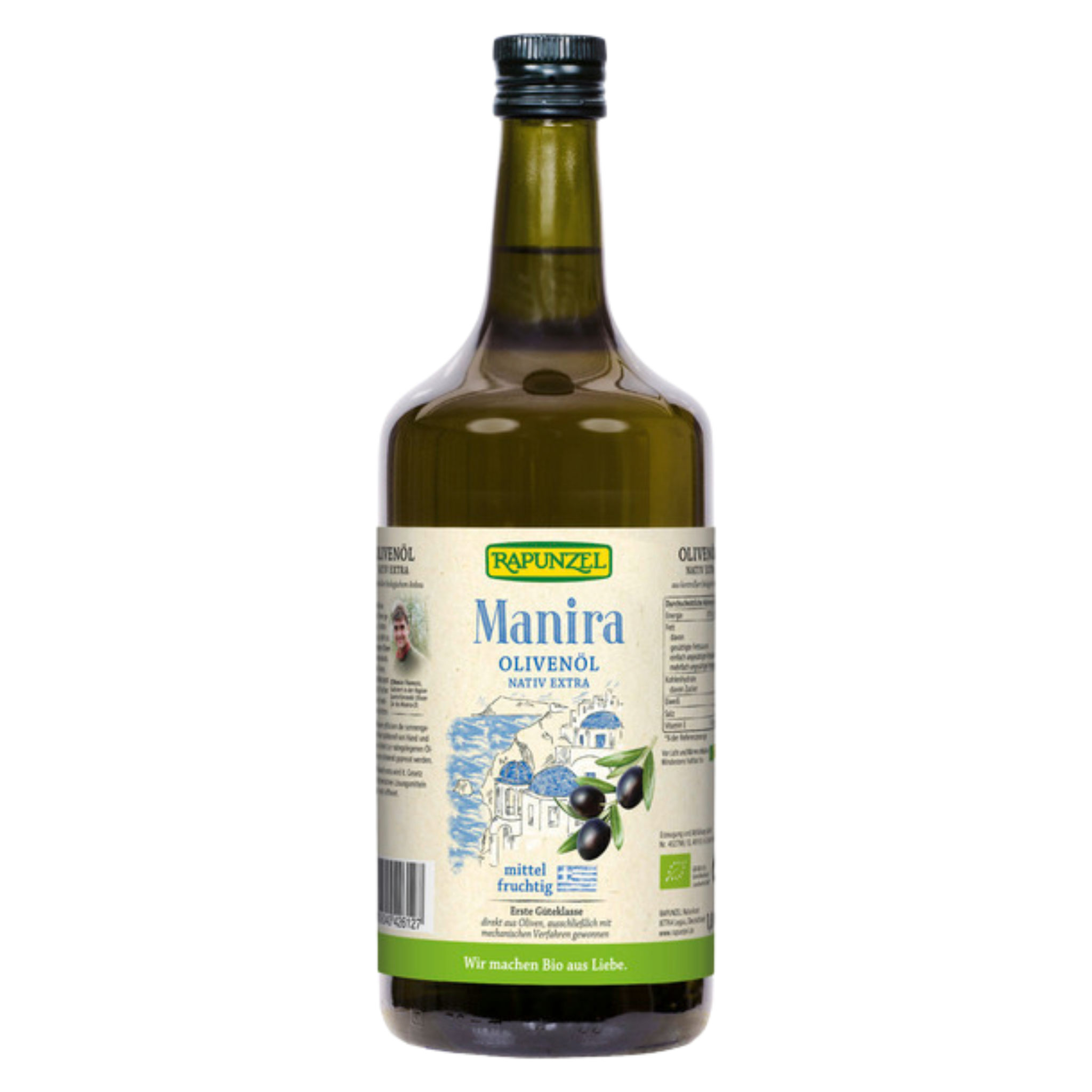 Huile d'olive biologique Rapunzel Manira, extra vierge, de Grèce 6x1l