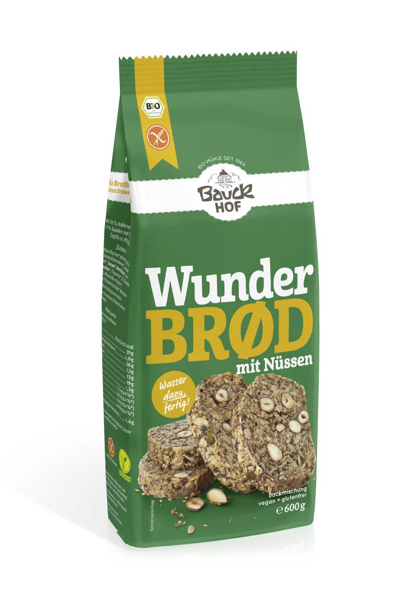 Bauckhof Bio Wunderbrød mit Nüssen glutenfrei