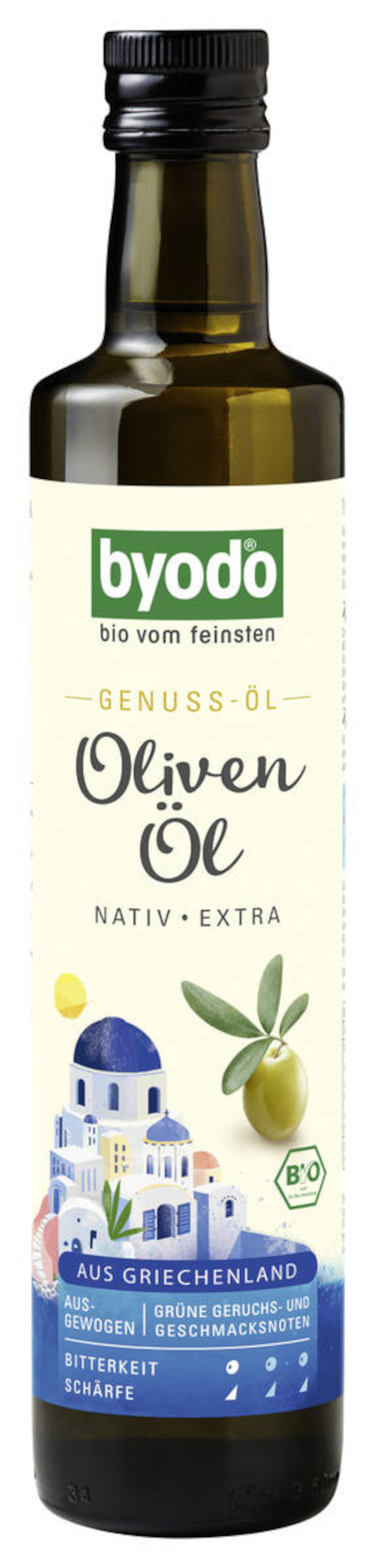 Huile d'olive extra vierge biologique Byodo douce de Grèce 0,5 l