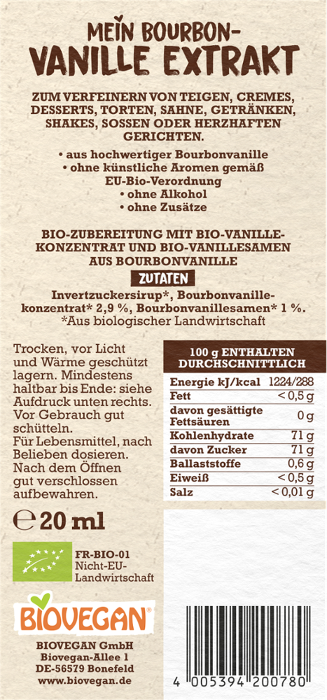 BIOVEGAN Estratto di vaniglia Bourbon 20 ml