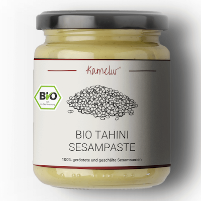 Bio Tahini Sesampaste, geröstete & geschälte Sesamsamen 